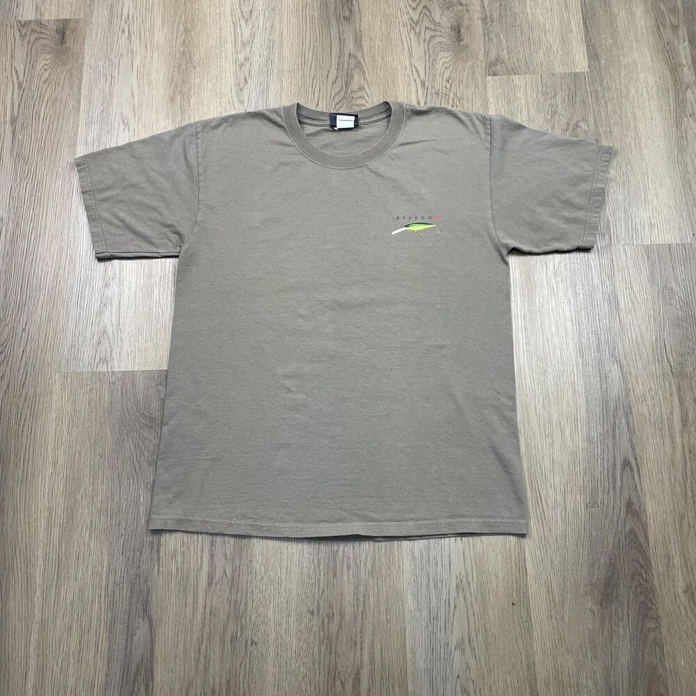 Speedo Shirt Mens Large Gray Fishing Lure Bass Graphic Outdoor Tee Short Sleeve